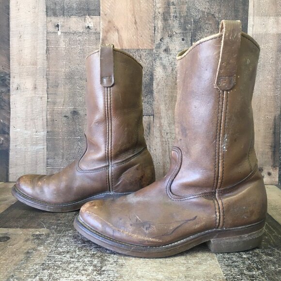 Red Wing Pull On Vintage Soft Toe Work Boots Mens 8 EEE